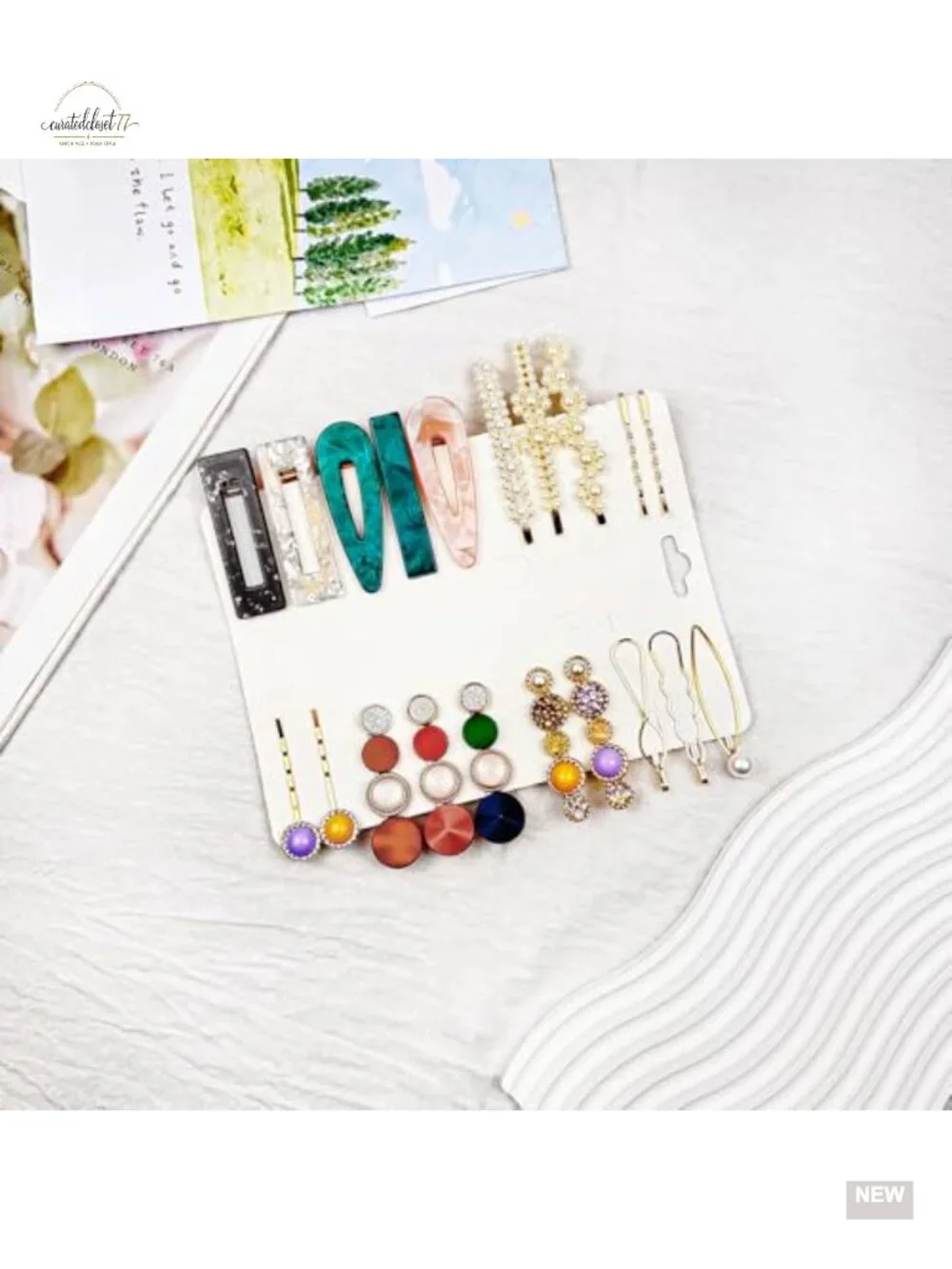 20pc Pearl Acrylic Resin Hair Clips Set Boho Barrettes Bobby Pins
